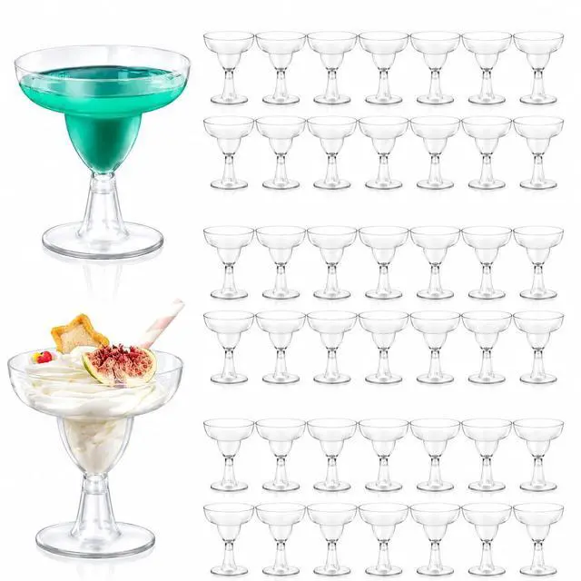 Main image of 60 Pcs Plastic Margarita Glasses, 5 oz Clear Cocktail Glasses for Cinco de Mayo, Taco Party, and Mexican Decoration, Plastic Margarita Cups for Taco Bar Events Wedding Parties