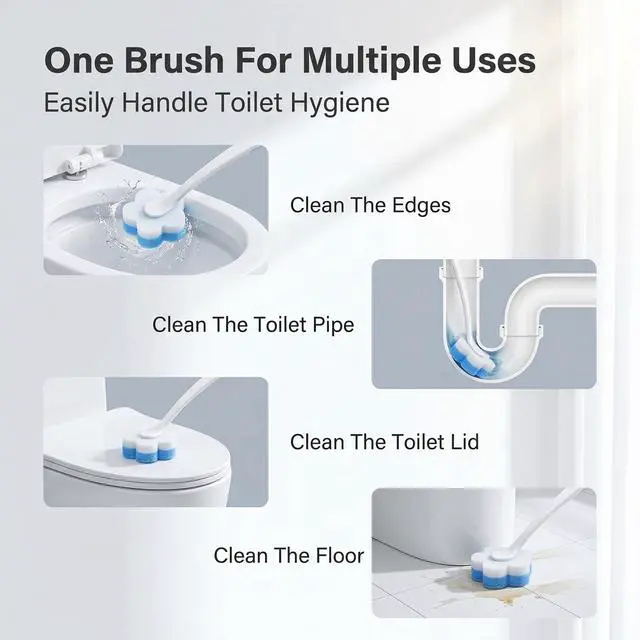 Alt view image 4 of 7 - 2 Pack Disposable Toilet Bowl Brush and Holder, Toilet Cleaning System-2 Toilet Bowl Wand, 2 Storage Caddy&96 Toilet Brush Refills Wall-Mount Toilet Brush for Effective Deep Scrub Toilet