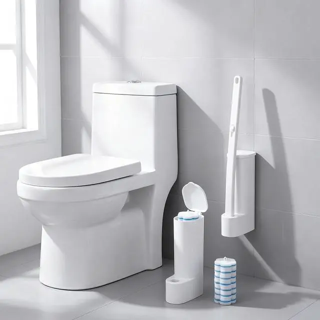 Alt view image 7 of 7 - 2 Pack Disposable Toilet Bowl Brush and Holder, Toilet Cleaning System-2 Toilet Bowl Wand, 2 Storage Caddy&96 Toilet Brush Refills Wall-Mount Toilet Brush for Effective Deep Scrub Toilet