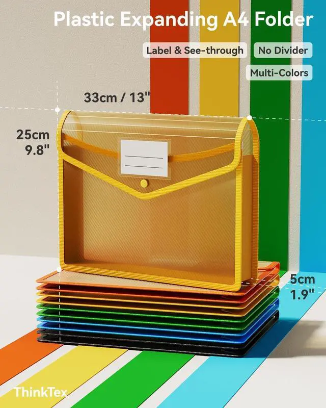 Alt view image 2 of 6 - Plastic Expanding File Folder, Transparent envelopes with Snap Closure,No Dividers,Large Capacity,Document Organizer for Receipts, Bills&Taxes,Letter/A4 Size for School/Office/Home-10 Pack
