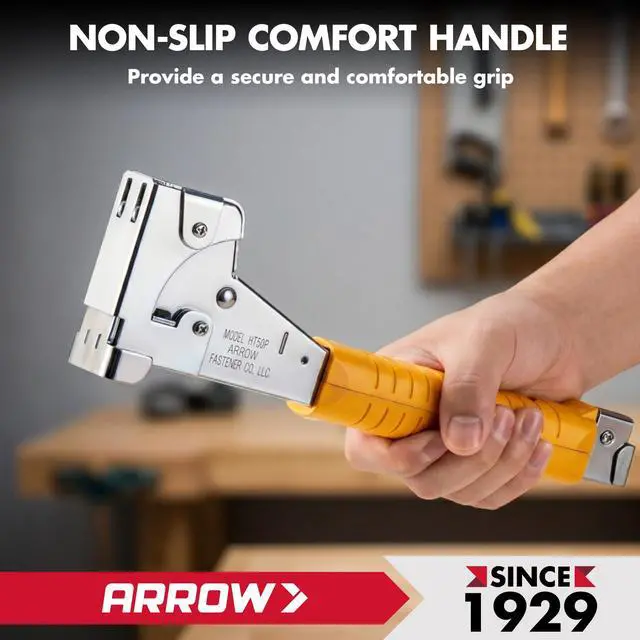 Alt view image 2 of 5 - Heavy Duty Hammer Tacker, Chromed-Steel Manual Stapler with Sure-Grip Handle, Dual-Capacity Rear-Load Magazine, Fits 5/16, 3/8", or 1/2" Staples