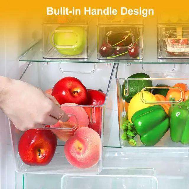 Alt view image 3 of 7 - Set of 8 Clear Plastic Storage Bins 4 Large and 4 Small Stackable Storage Containers for Pantry Organizers and Kitchen Storage, Cabinet, Freezer, Under Sink Organization
