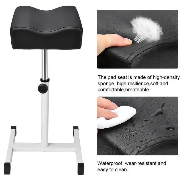 Alt view image 3 of 7 - Pedicure Manicure Footrest, Foot Massage Manicure Nail Beauty Stool Stand, Adjustable Height Footstool for Home Beauty Salon Spa Tattoo (Black)