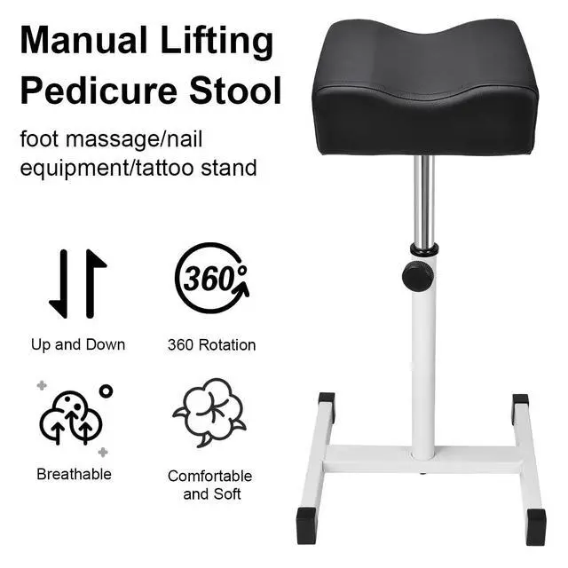 Alt view image 4 of 7 - Pedicure Manicure Footrest, Foot Massage Manicure Nail Beauty Stool Stand, Adjustable Height Footstool for Home Beauty Salon Spa Tattoo (Black)