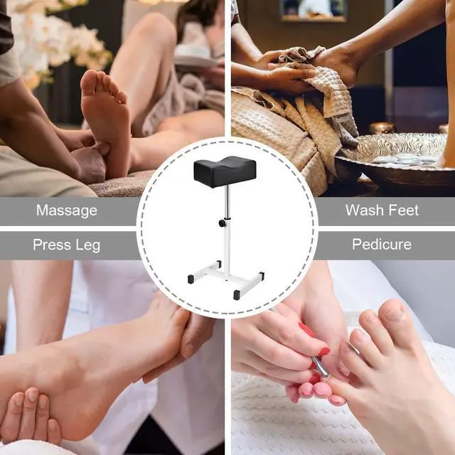 Alt view image 5 of 7 - Pedicure Manicure Footrest, Foot Massage Manicure Nail Beauty Stool Stand, Adjustable Height Footstool for Home Beauty Salon Spa Tattoo (Black)