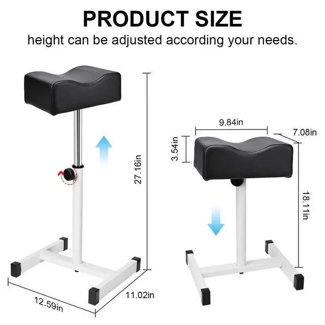Alt view image 7 of 7 - Pedicure Manicure Footrest, Foot Massage Manicure Nail Beauty Stool Stand, Adjustable Height Footstool for Home Beauty Salon Spa Tattoo (Black)