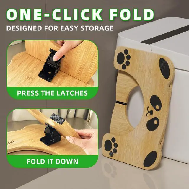 Alt view image 3 of 7 - Foldable Cute Toilet Stool for Adults and Kids, Cute Poop Stool for Small Bathroom, 7 Inches Bamboo Squatting Potty, No Assembly Required