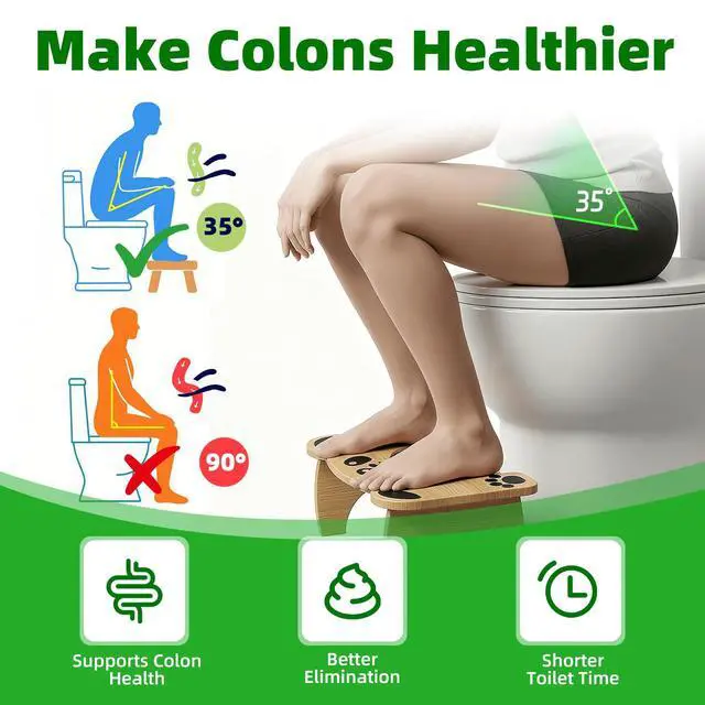 Alt view image 4 of 7 - Foldable Cute Toilet Stool for Adults and Kids, Cute Poop Stool for Small Bathroom, 7 Inches Bamboo Squatting Potty, No Assembly Required