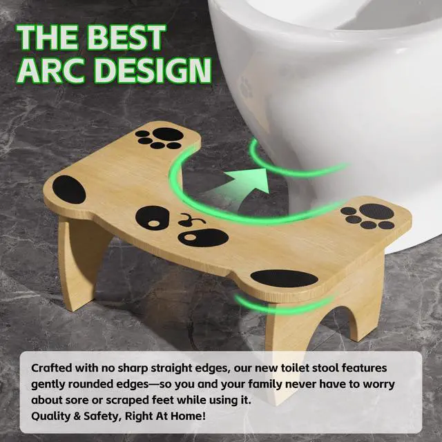 Alt view image 7 of 7 - Foldable Cute Toilet Stool for Adults and Kids, Cute Poop Stool for Small Bathroom, 7 Inches Bamboo Squatting Potty, No Assembly Required