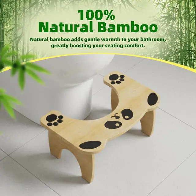 Alt view image 6 of 7 - Foldable Cute Toilet Stool for Adults and Kids, Cute Poop Stool for Small Bathroom, 7 Inches Bamboo Squatting Potty, No Assembly Required