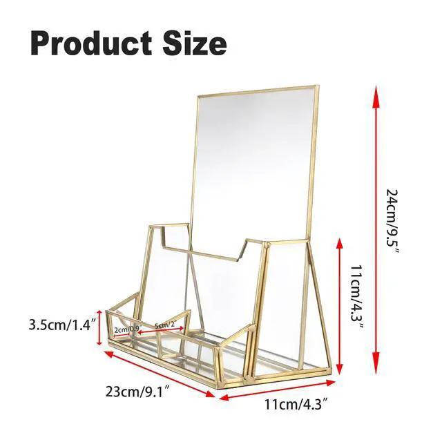 Alt view image 3 of 7 - Golden Glass Brochure Holder 8.5 x 11 Inches, Countertop Pamphlet Holder Display Stand with Business Card Holder, Trifold Flyer Holder, Clear Elegant Brochure Display Stand for Magazine Booklets
