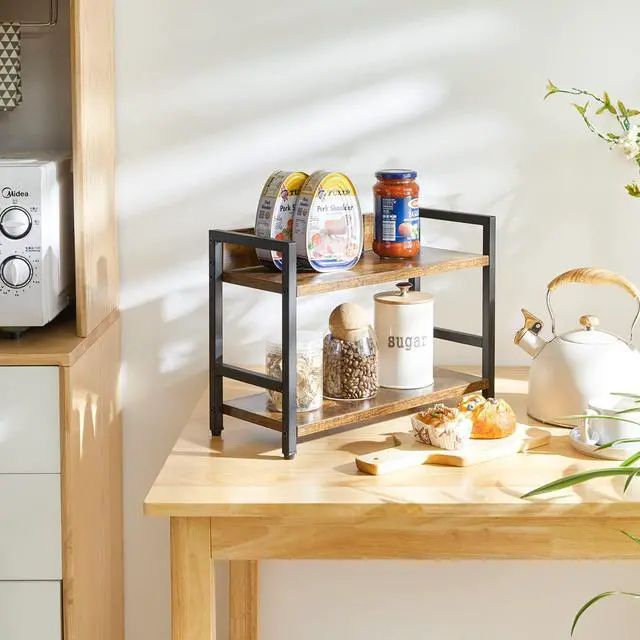 Alt view image 2 of 7 - 2-Tier Spice Rack,Kitchen Countertop Organizer,Brown TLJ002H