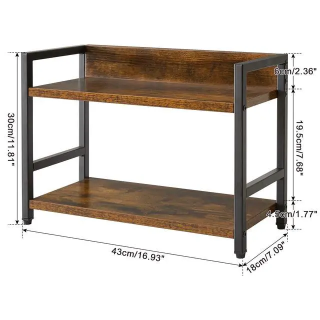 Alt view image 6 of 7 - 2-Tier Spice Rack,Kitchen Countertop Organizer,Brown TLJ002H
