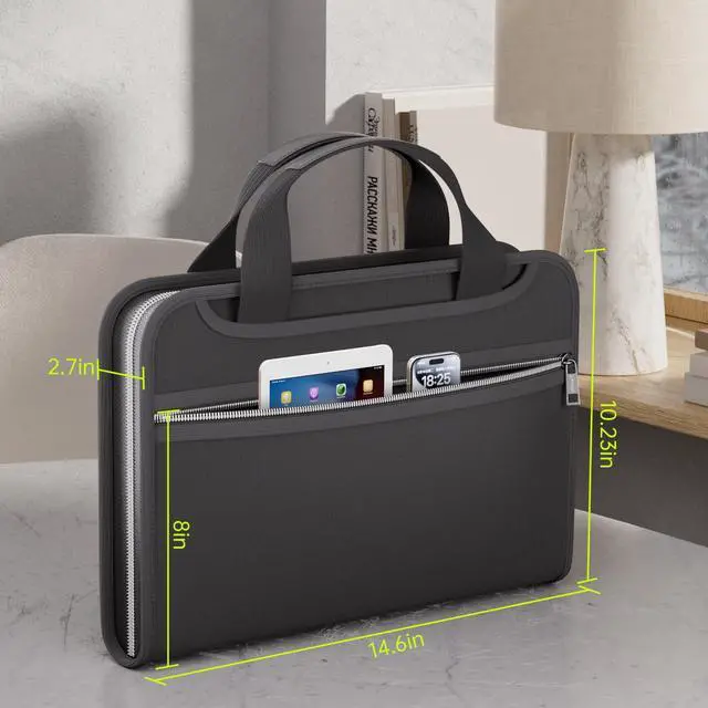 Alt view image 5 of 7 - Fireproof Accordion File Organizer with Handle, 13 Pocket Expanding File Folder with Zipper & Labels, File Folder with 3 Ring Binder, Multi Pockets Paper Organizer Folder for Letter A4 Files