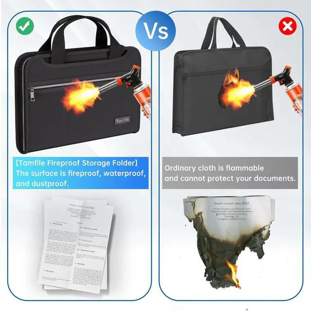Alt view image 6 of 7 - Fireproof Accordion File Organizer with Handle, 13 Pocket Expanding File Folder with Zipper & Labels, File Folder with 3 Ring Binder, Multi Pockets Paper Organizer Folder for Letter A4 Files