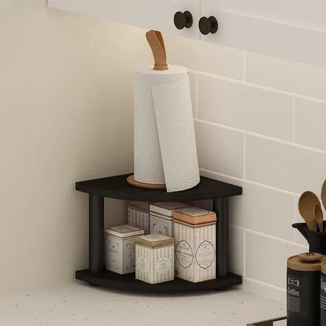 Alt view image 2 of 6 - Turn-N-Tube Kitchen Countertop Organizer, 2-Tier Corner Countertop Organizer Shelf, Corner Shelf, for Kitchen, Pantry, Organizers and Storage, Espresso