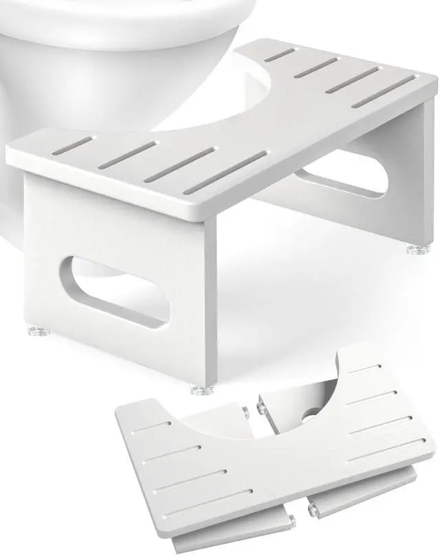 Main image of Squatting Potty for Adults, Foldable Bamboo Toilet Stool Squat Adult, No Assembly Required, Sturdy Poop Stool Adult for Small Bathrooms, Space-Saving Bathroom Foot Stool