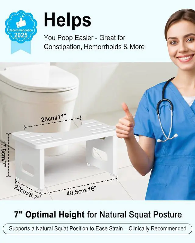 Alt view image 3 of 7 - Squatting Potty for Adults, Foldable Bamboo Toilet Stool Squat Adult, No Assembly Required, Sturdy Poop Stool Adult for Small Bathrooms, Space-Saving Bathroom Foot Stool