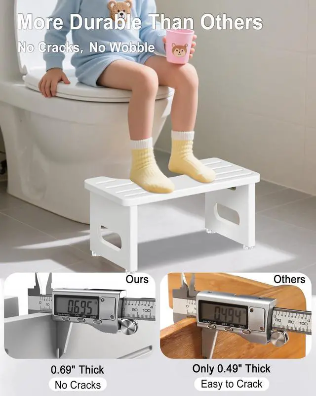 Alt view image 5 of 7 - Squatting Potty for Adults, Foldable Bamboo Toilet Stool Squat Adult, No Assembly Required, Sturdy Poop Stool Adult for Small Bathrooms, Space-Saving Bathroom Foot Stool