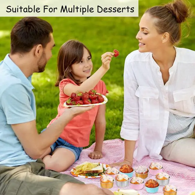 Alt view image 5 of 7 - 200 Pcs 5oz Mini Aluminum Baking Cups with Lid Disposable Loaf Cake Pans Birthday Wedding Party Foil Cupcake Tins Liner Crème BrûLée Ramekins Dessert Custard Pie Cheesecake Muffin Container