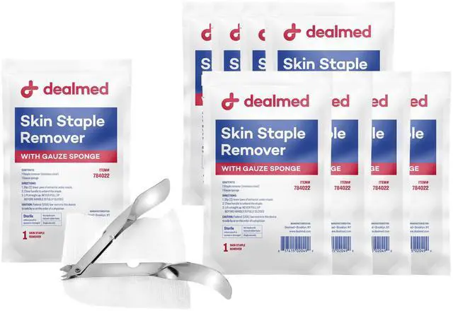 Main image of Sterile Staple Removal Kit, Includes Staple Remover and Gauze Sponge, Staple Removal Tool Single-Use Kit, Ideal for Hospitals and Clinics (10 Kits)