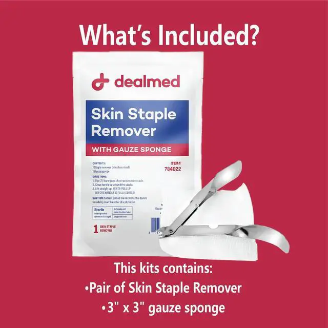 Alt view image 2 of 7 - Sterile Staple Removal Kit, Includes Staple Remover and Gauze Sponge, Staple Removal Tool Single-Use Kit, Ideal for Hospitals and Clinics (10 Kits)