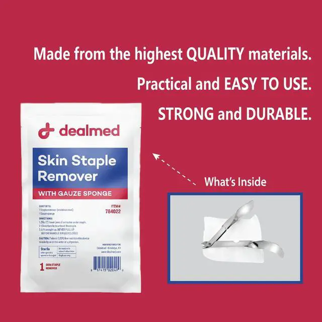 Alt view image 3 of 7 - Sterile Staple Removal Kit, Includes Staple Remover and Gauze Sponge, Staple Removal Tool Single-Use Kit, Ideal for Hospitals and Clinics (10 Kits)