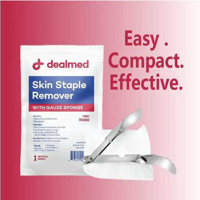 Alt view image 6 of 7 - Sterile Staple Removal Kit, Includes Staple Remover and Gauze Sponge, Staple Removal Tool Single-Use Kit, Ideal for Hospitals and Clinics (10 Kits)