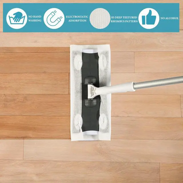 Alt view image 6 of 6 - Wet Mop Pads Refills for Floor Cleaning Sweeper Wet Refills Disposable moist Mopping Cloth Wipes for Wood Hardwood Tile(160 Pcs)