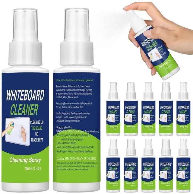 Main image of 12 Pcs Whiteboard Spray Cleaner 3.4 oz Dry Erase Board Cleaner Removes for Whiteboard Chalkboard Office Classroom Accessories
