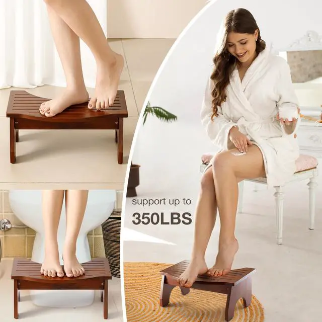 Alt view image 5 of 5 - 7.2 Acacia Wood Toilet Stool for Adults - 350LBS Poop Stool Adult, Toilet Foot Rest, Poop Stool for Bathroom, Toilet Step, Toilet Stool Squat Adult (Acacia Color)