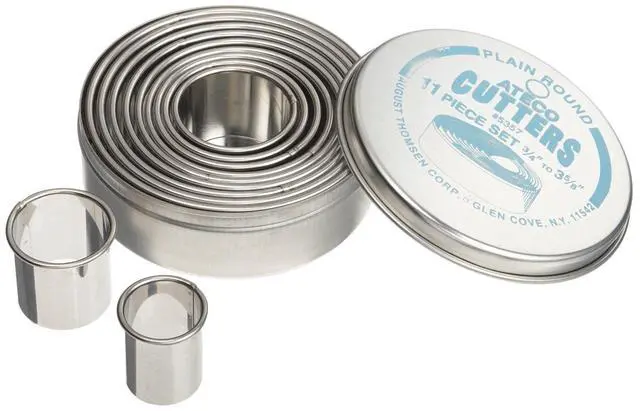 Main image of Plain Edge Round Cutters in Graduated Sizes, Stainless Steel, 11 Pc Set
