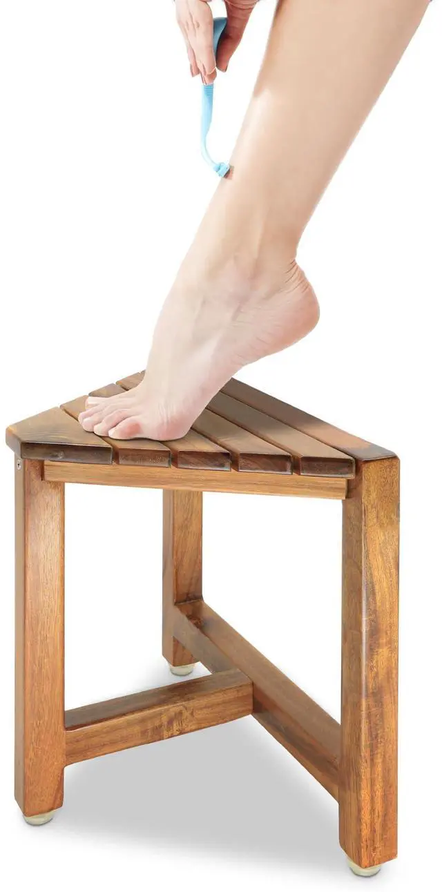 Main image of Shower Foot Rest 12 in - Shower Stool for Shaving Legs, Small Corner Bathroom Bench Suitable for Small Shower Spaces - Bath Seat, Spa Foot Rest Shaving Stool Corner