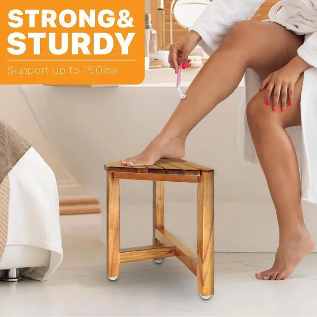 Alt view image 4 of 6 - Shower Foot Rest 12 in - Shower Stool for Shaving Legs, Small Corner Bathroom Bench Suitable for Small Shower Spaces - Bath Seat, Spa Foot Rest Shaving Stool Corner