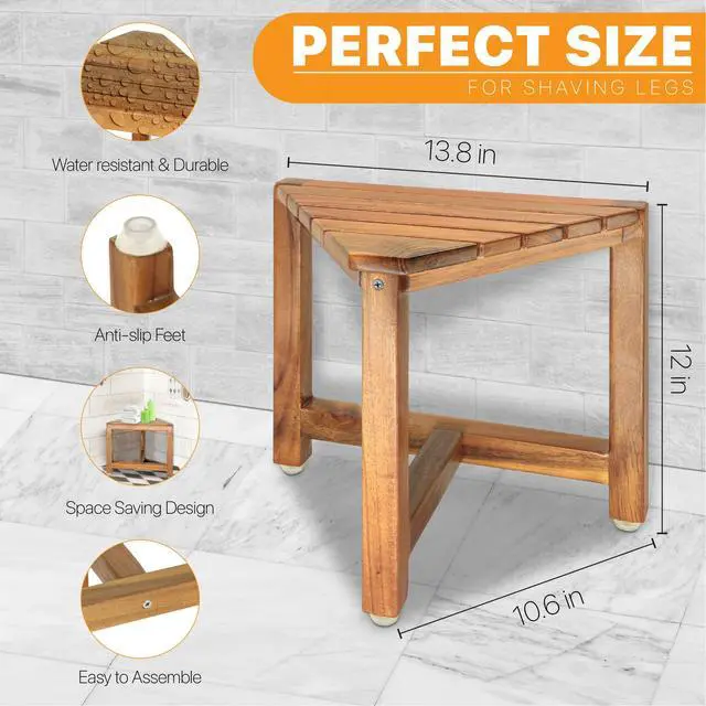 Alt view image 3 of 6 - Shower Foot Rest 12 in - Shower Stool for Shaving Legs, Small Corner Bathroom Bench Suitable for Small Shower Spaces - Bath Seat, Spa Foot Rest Shaving Stool Corner