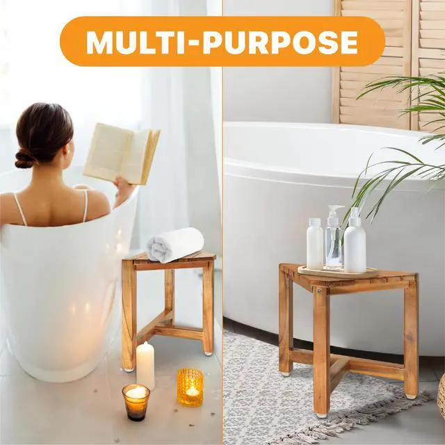 Alt view image 5 of 6 - Shower Foot Rest 12 in - Shower Stool for Shaving Legs, Small Corner Bathroom Bench Suitable for Small Shower Spaces - Bath Seat, Spa Foot Rest Shaving Stool Corner