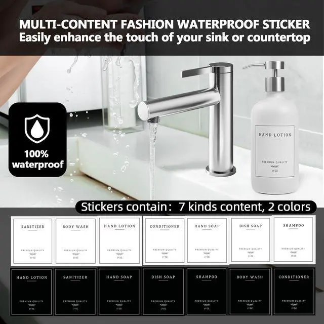 Alt view image 4 of 7 - Dispenser Bathroom - Kitchen Dish Hand Soap Dispenser Set, Liquid Soap Lotion Dispenser with Tray, Hand Soap and Lotion Dispenser, White Bottle/Silver Pump-pd