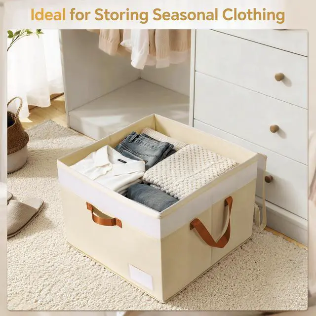 Alt view image 7 of 7 - Shoe Organizer for Closet, 2 Pack Foldable Shoe Storage Organizer Box Bin with Adjustable Dividers and Clear Cover, Closet Shoe Storage for Sneakers Sandals Boots, Fit 16-32 Pairs, Beige