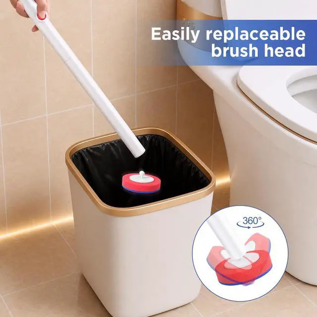 Alt view image 5 of 7 - Disposable Toilet Brush, Wall Mounted Toilet Bowl Brush with 35 Colorful Refills, Toilet Bowl Brush with Storage Box for Deep Bathroom Toilet Cleaning (1 Handle + 35 Colorful Refills).