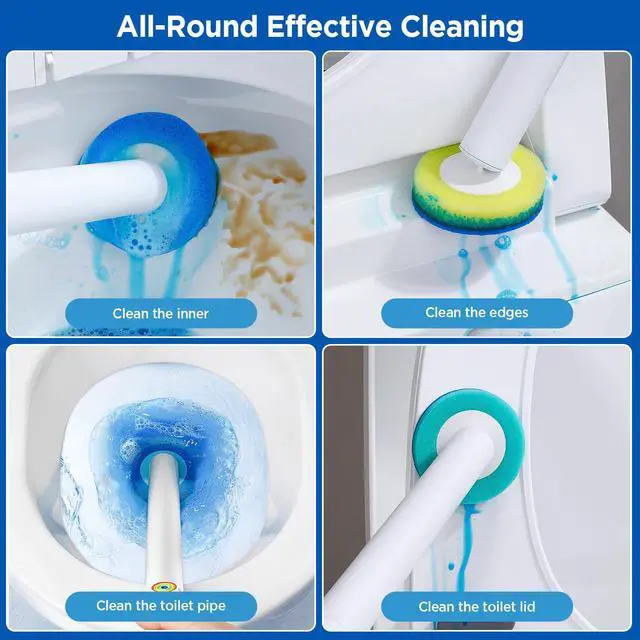 Alt view image 6 of 7 - Disposable Toilet Brush, Wall Mounted Toilet Bowl Brush with 35 Colorful Refills, Toilet Bowl Brush with Storage Box for Deep Bathroom Toilet Cleaning (1 Handle + 35 Colorful Refills).
