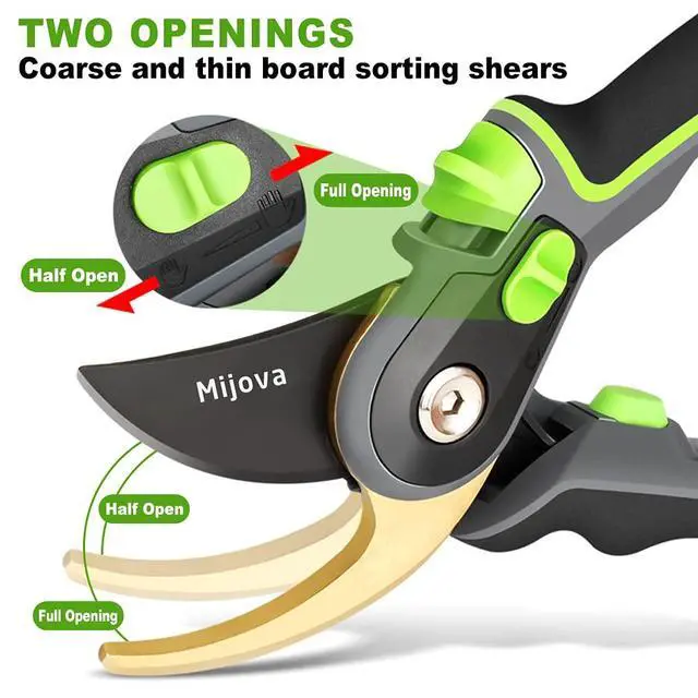 Alt view image 3 of 7 - Professional Garden Shears & Clippers Sharp Pruning Shears for Flowers, Twigs, Roses, Grape Vines, Trees & Bonsai | Heavy-Duty Hand Scissors, Secateurs & Trimmers | Perfect Gardening Gift (green)