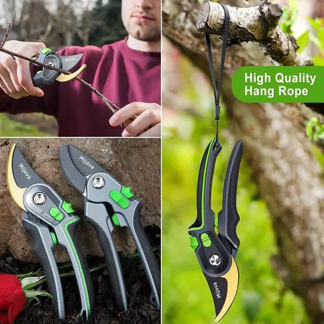 Alt view image 7 of 7 - Professional Garden Shears & Clippers Sharp Pruning Shears for Flowers, Twigs, Roses, Grape Vines, Trees & Bonsai | Heavy-Duty Hand Scissors, Secateurs & Trimmers | Perfect Gardening Gift (green)