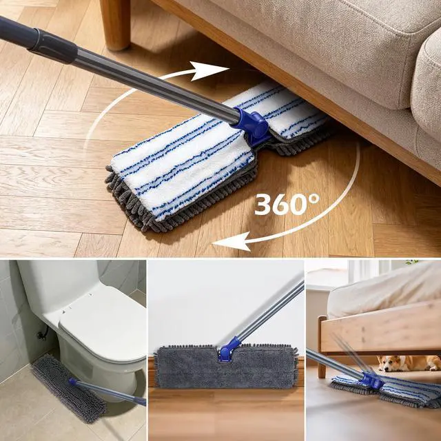Alt view image 7 of 7 - Microfiber Dust Mop,Double-Sided Flat Mops for Hardwood Floors with 4 Reusable Mop Pads, Floor Mops with Stainless Steel Handle and Extension, Cleaner for Hardwood, Vinyl, Laminate, Tile
