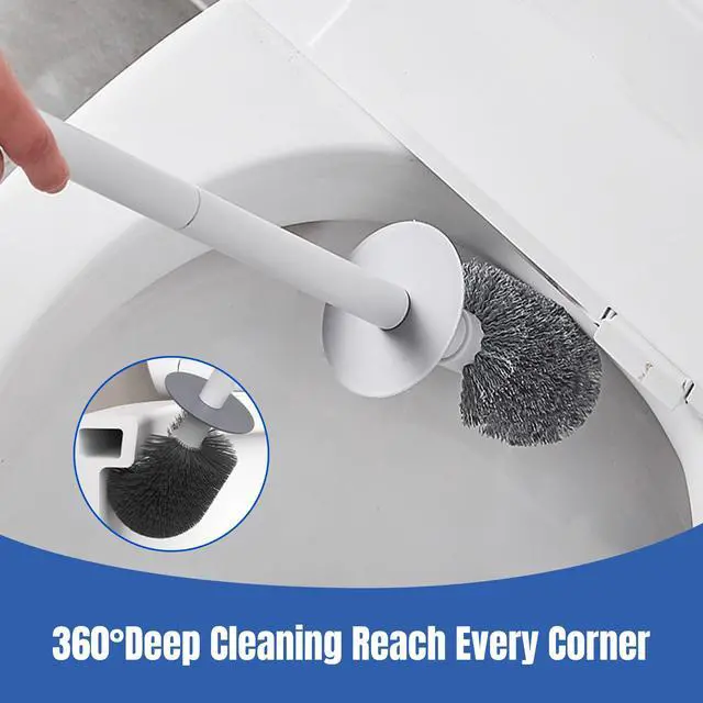 Alt view image 5 of 7 - 2 Pack Toilet Brush and Holder Set with Plunger, Crevice Cleaning Brush for Deep Cleaning, Space Saving Storage