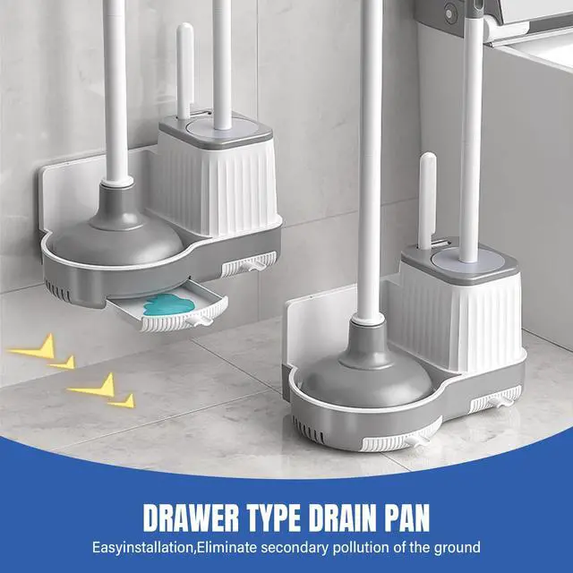 Alt view image 4 of 7 - 2 Pack Toilet Brush and Holder Set with Plunger, Crevice Cleaning Brush for Deep Cleaning, Space Saving Storage