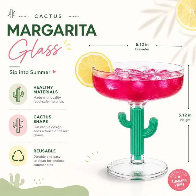 Alt view image 2 of 6 - 12 Pcs Cactus Margarita Glasses Bulk Plastic Cactus Cup Durable Green Stemmed Cocktail Glasses 12 oz Shatterproof Goblet Cups Fiesta Cinco De Mayo Party Supplies