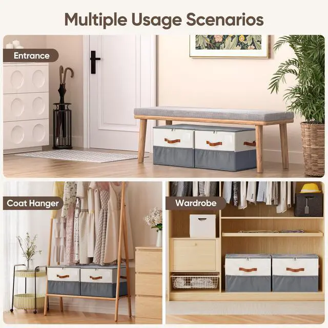 Alt view image 7 of 7 - Shoe Organizer for Closet, 1 Pack Shoe Storage Container with Adjustable Dividers, Space Saving Shoe Box Storage Organizer Bin with Clear Lid and 4 Handles, Fits 8-16 Pairs, Beige & Grey