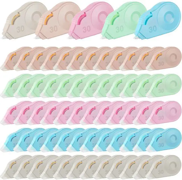 Main image of 60 Pcs Colorful Correction Tape 39.4 ft White Wrong out Tear Resistant Bulk Easy to Use Roller Applicator for Office Note Journal Scrapbooking Home (Pastel)