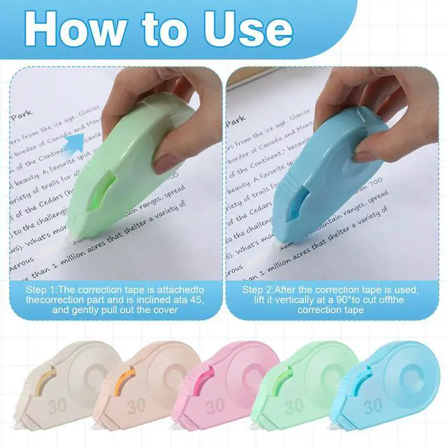 Alt view image 3 of 7 - 60 Pcs Colorful Correction Tape 39.4 ft White Wrong out Tear Resistant Bulk Easy to Use Roller Applicator for Office Note Journal Scrapbooking Home (Pastel)
