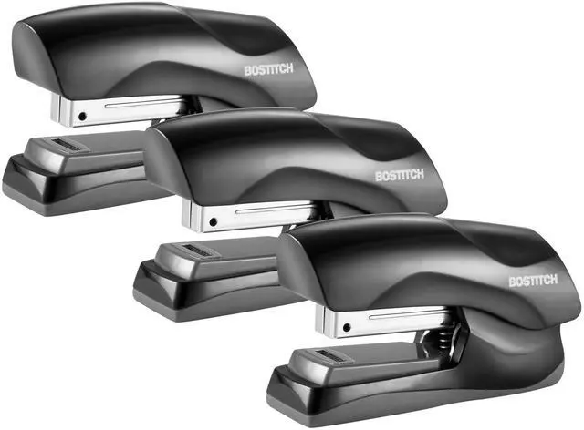 Main image of Office Heavy Duty Stapler, 40 Sheet Capacity, No Jam, Half Strip, Fits into the Palm of Your Hand, For Classroom, Office or Desk, Black, 3-Pack